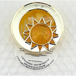 Bath & Body Works Yellow Sun Pattern Car Fragrance Holder Clip NEW
